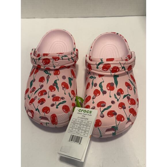 Crocs Classic Fresh Fruits Clog Shoes Womens Size 11 Pink Cherry Graphic Comfort - Picture 2 of 11